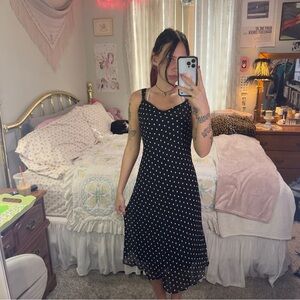 Y2K Black Polka Dot midi Dress